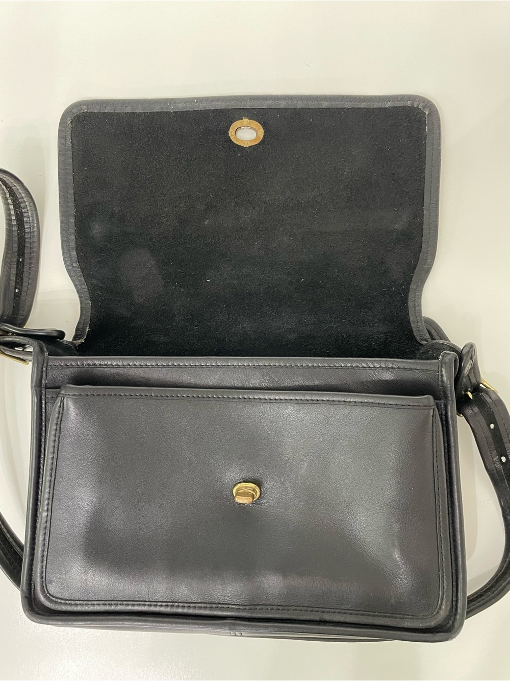 Coach Original Classics Leather Compartment Shoulder Bag Black VTG Purse 9850 - Picture 8 of 16
